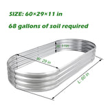 Raised Garden Bed Galvanized Planter Box Outdoor, 5ft Oval Large Rot-Resistant Metal Garden Bed Planter for Vegetables Flower Herb (Silver) Rakukiri