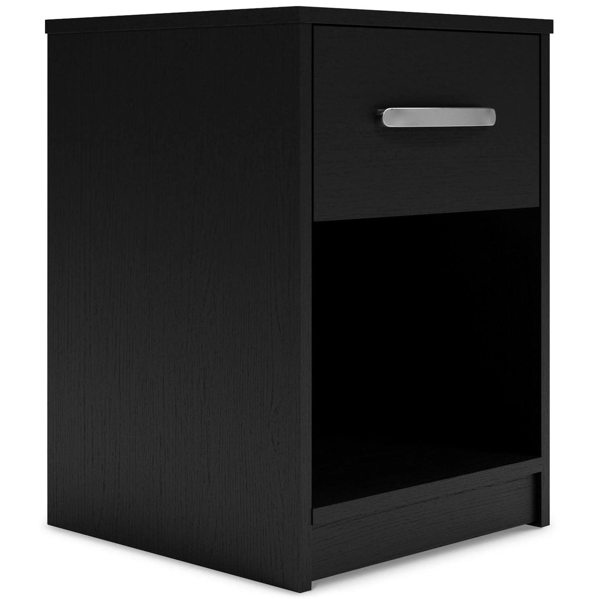 Signature Design by Ashley Finch Modern 1 Drawer Night Stand with Open Cubby, Black Signature Design by Ashley