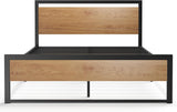 BONSOIR Queen Size Steel Platform Bed Frame with Wooden Headboard and Footboard BONSOIR