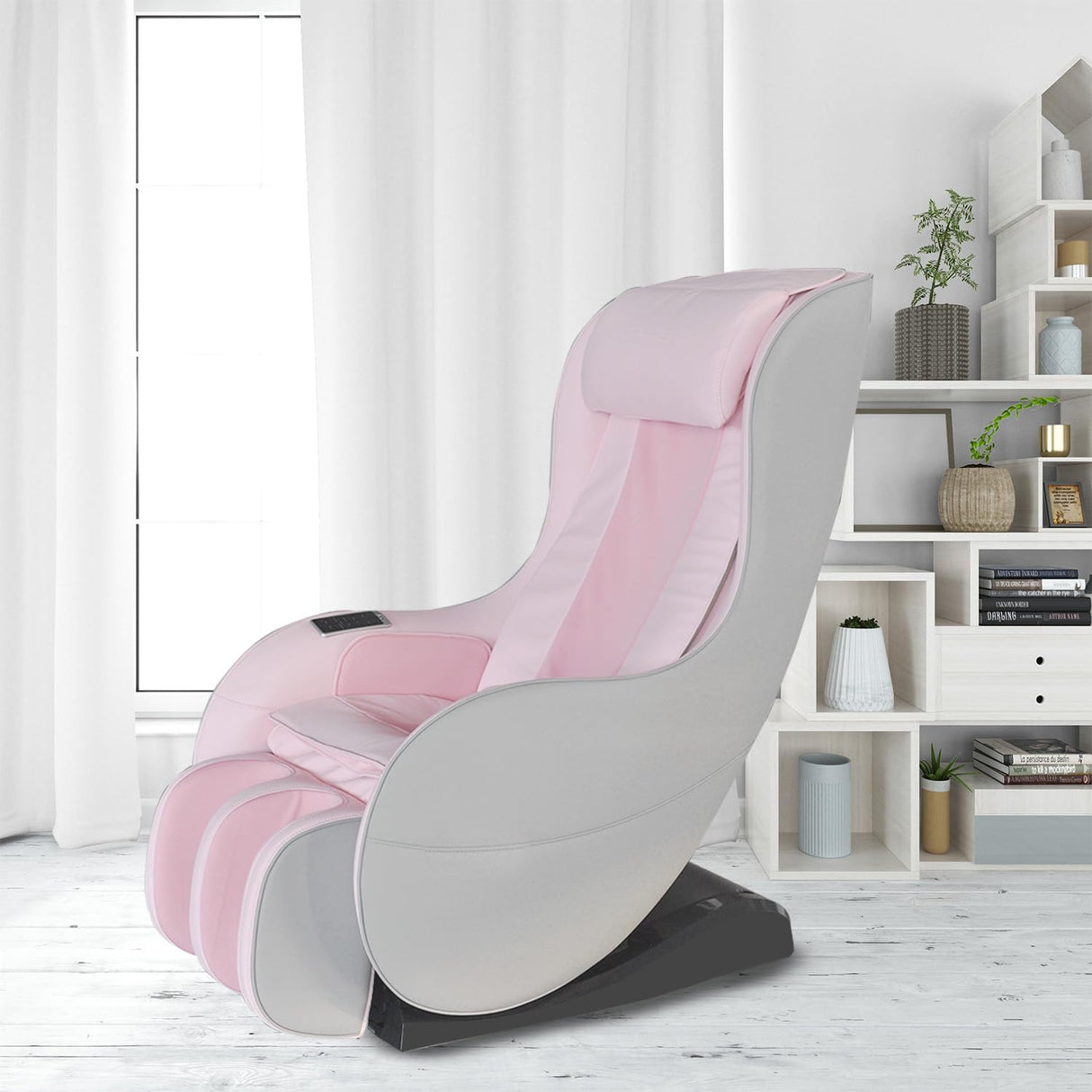 PayLessHere Zero Gravity Full Body Electric Shiatsu Massage Chair Recliner with Massaging Rollers Air Pressure Massage L-Track Stretch Wireless Bluetooth Speaker USB Charger PS4, Pink PayLessHere