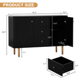 ARTPOWER Black Sideboard Buffet Cabinet with Drawers, 48" Fluted Accent Cabinet, Modern Credenza Storage Cabinet Console Table with Drawers for Entryway, Living Room, Dining Room ARTPOWER