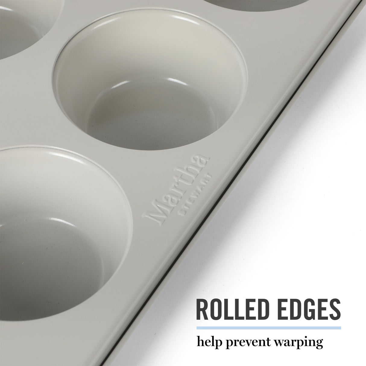 Martha Stewart Gallen 12 Cup Nonstick Carbon Steel Muffin/Cupcake Pan - Cool Grey Martha Stewart