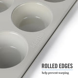 Martha Stewart Gallen 12 Cup Nonstick Carbon Steel Muffin/Cupcake Pan - Cool Grey Martha Stewart