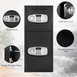 S AFSTAR Digital Safe Box, Double Door Security Depository Drop Box, Drop Slot Safes with Separate Keypad and Emergency Keys for Gun Cash Jewelry Document, 14 x 12 x 31.5 Inches, Black S AFSTAR