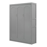 Merax Full Size Murphy Bed, Wood Full Murphy Cabinet Bed with Shelves, for Home Office or Small Room, Gray Merax