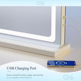 Gvnkvn Makeup Vanity Mirror with USB Charging Port 28" x 22" Large LED Makeup Mirror, Desk Mirorr with Lights, Light up Mirror with 10X Magnification and, Dimmable 3 Modes, Touch Control White Gvnkvn