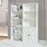 White 5-Tier Bookshelves for Living Room, Farmhouse Tall Bookcase with Doors, Wooden Bookshelf with Storage Cabinet and Shelves for Living Room, Home Office Stabrech