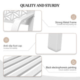 VINGLI 50" Outdoor Bench Metal with Floral Back, Garden Bench Front Porch Bench for Yard Patio Entryway Park Outside, 800lb Capacity - White VINGLI