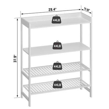 POXAKA Sofa Table, Bamboo Console Table, 4-Tier Narrow Side Table with Open Shelves, Foyer Table Plant Stand for Entryway, Hallway, Kitchen, Living Room, Balcony and Bedroom - WoodArtSupply
