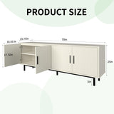 MUUEGM 70" Fluted TV Stand, Mid Century Modern Television Stands for Living Room, Wood TV Console for Televisions Up to 80 Inches, Entertainment Center with Storage, Adjustable Shelf, White TV Stands MUUEGM