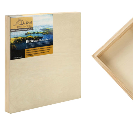 Da Vinci Pro Birch Wood Panel 7/8" Deep – 8x8 Single Panel - Fine Textured, Warp Resistant, Lightweight & Rigid – Perfect for Mounting Sanded Pastel or Watercolor Paper, Linen or Canvas DaVinci Wood Panel