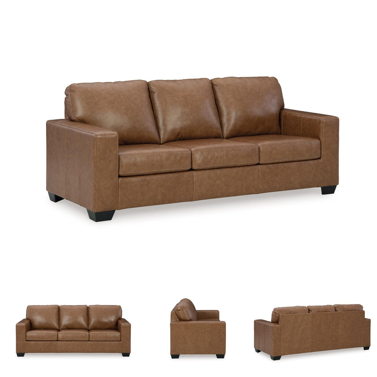 Signature Design by Ashley Bolsena Contemporary 2-in-1 Leather Match Sofa Sleeper with Folding Gel Memory Foam Mattress, Queen, Dark Brown Signature Design by Ashley