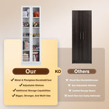 Alvisyd 5 Tier Metal Curio Cabinets, Modern Bookshelf Cabinet with 4 Adjustable Shelves, Cabinet Display Case for Home Office, Living Room, Pantry (White-23.54W) Alvisyd