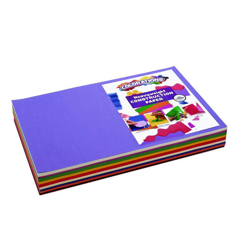 Construction Paper Pack, 10 Assorted Colors, 12 inches x 18 inches, 300 sheets, heavyweight construction paper, crafts, art, kids art, painting, coloring, drawing, creating, arts and crafts Colorations