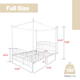 AUFANK Full Size Canopy Bed Frame Four-Poster Metal Platform Bed with Headboard and Footboard Sturdy Heavy Duty Steel Slat Support No Box Spring Needed White AUFANK