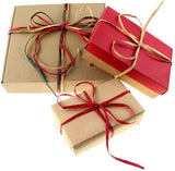 CREATRILL 3 Rolls Red Green Kraft 1/4" by 492 Feet Raffia Ribbon/String, 164 Feet Each Roll, Packing Paper Twine for Christmas CREATRILL
