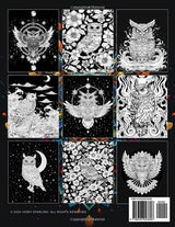 Mysterious Owls Adult Coloring Book: Black Background Nocturnal Owls, 50 Fantasy Designs For Mindfulness and Stress Relief (Birds Coloring Books) WoodArtSupply