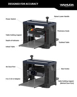 Wahuda Tools 13" Spiral Cutterhead Planer with 4-sided carbide Tips (Single Speed - New) WAHUDA TOOLS