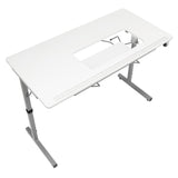 Rollaway II Compact Portable Folding Sewing Table, Silver/White Sew Ready