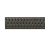 HomePop Upholstered Button Tufted Decorative Bench with Metal Base, Gray Faux Leather HomePop
