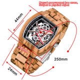 Dentily Elegant Mens 40mm Hollow Wooden Case Watch Quartz Analog Wood Watch for Dad,Husband and Boyfriend Dentily