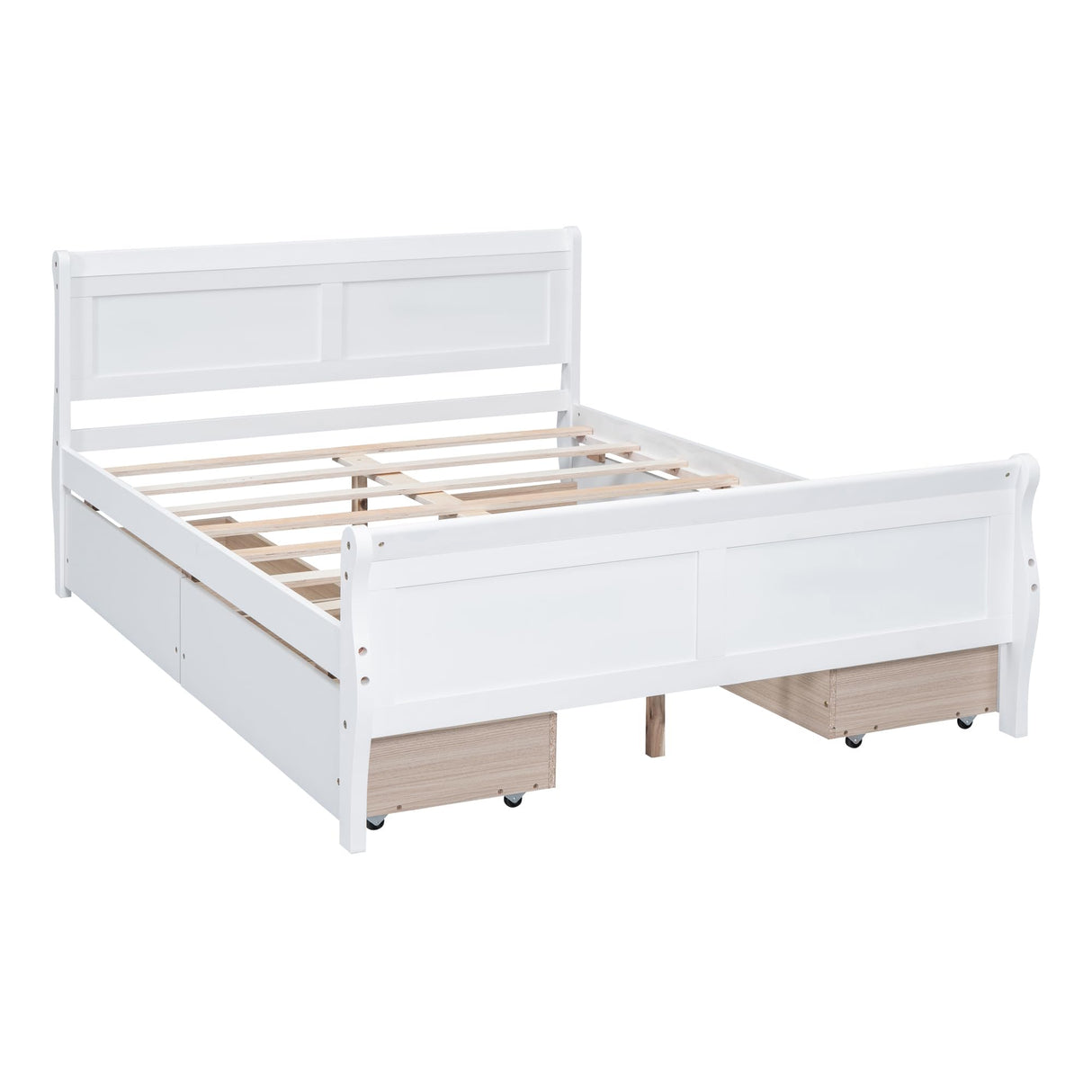 Harper & Bright Designs Full Size White Platform Bed with 4 Storage Drawers and Elegant Headboard Harper & Bright Designs