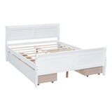 Harper & Bright Designs Full Size White Platform Bed with 4 Storage Drawers and Elegant Headboard Harper & Bright Designs