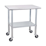 Profeeshaw Stainless Steel Table with Wheels 24x36 Inch, NSF Commercial Kitchen Prep & Work Table with Undershelf and Galvanized Legs for Restaurant, Bar, Utility Room and Garage Heavy Duty Table Profeeshaw