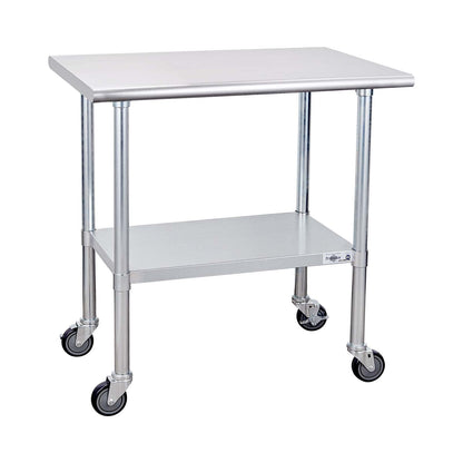 Profeeshaw Stainless Steel Table with Wheels 24x36 Inch, NSF Commercial Kitchen Prep & Work Table with Undershelf and Galvanized Legs for Restaurant, Bar, Utility Room and Garage Heavy Duty T - WoodArtSupply