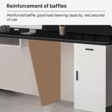 Modern Reception Desk with Counter, 63" Black Solid Wood Front Desk with Lockable Drawers/Cabinets/LED Light Strip, Retail Counter for SOHO, Office, Beauty Salon(Black+Gray, 63in) Generic