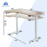 BUNOEM L-Shaped 59" Height Adjustable Electric Standing Desk,Height Stand Up Computer Desk,Sit and Stand Home Office Desk with Splice Board (Oak Top, White Frame) BUNOEM