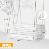 VINGLI Heavy Duty 1600 LBS HDPE Porch Swing Outdoor with Rotatable Cup Holder, 4 FT Patio Bench Swing with Adjustable Chains, 2 Person Hanging Porch Swing Chair for Porch, Yard, Tree, Garden - White VINGLI