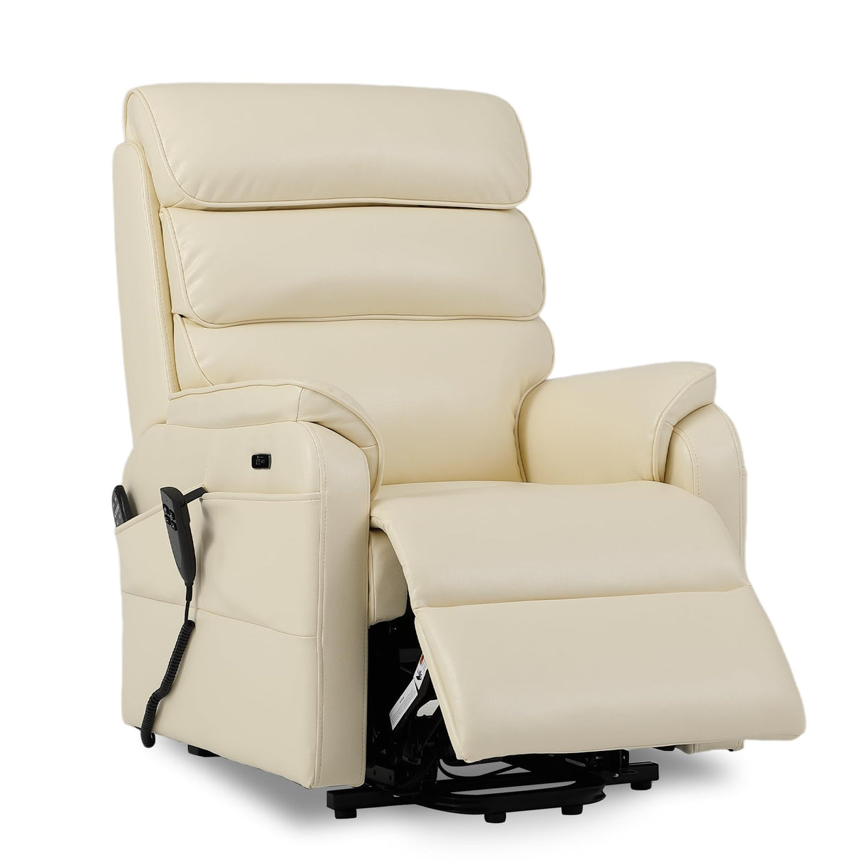 DYNOX 300 LBS Power Lift Recliner Chair for Elderly, Small Size Dual Motor Lay Flat Infinite Positions Recliner with Heat, Massage & USB Charging Port (9188S,Faux Leather,Cream White) DYNOX