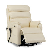 DYNOX 300 LBS Power Lift Recliner Chair for Elderly, Small Size Dual Motor Lay Flat Infinite Positions Recliner with Heat, Massage & USB Charging Port (9188S,Faux Leather,Cream White) DYNOX