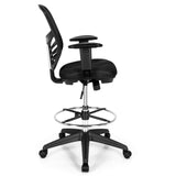 POWERSTONE Drafting Chair, Ergonomic Standing Desk Chair Adjustable Height, Tall Office Chair with Adjustable Armrests and Footrest Ring, High Computer Chair for Tall Desk, Standing Desk POWERSTONE