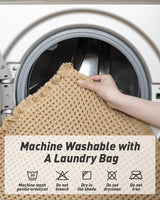 Upgraded Waffle Runner Rug, Super Absorbent Non Slip Bath Mats for Bathroom Floor, Machine Washable Bathroom Runner Rug with Tassels, Ideal for Hallway Bedroom Laundry Room, Brown, 2'x 6'(24" x 72") AMOAMI