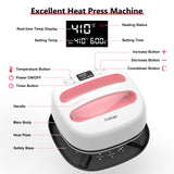 Calogy Heat Press Machine for T-Shirts 10"X10", Portable Heat Press Fast Heat Up to 410℉(210ºC), Precise Temp Control, 15 Mins Auto Off Heat Transfer Printer for Bag, Pillow, Apron, Vinyl(White Pink) Calogy