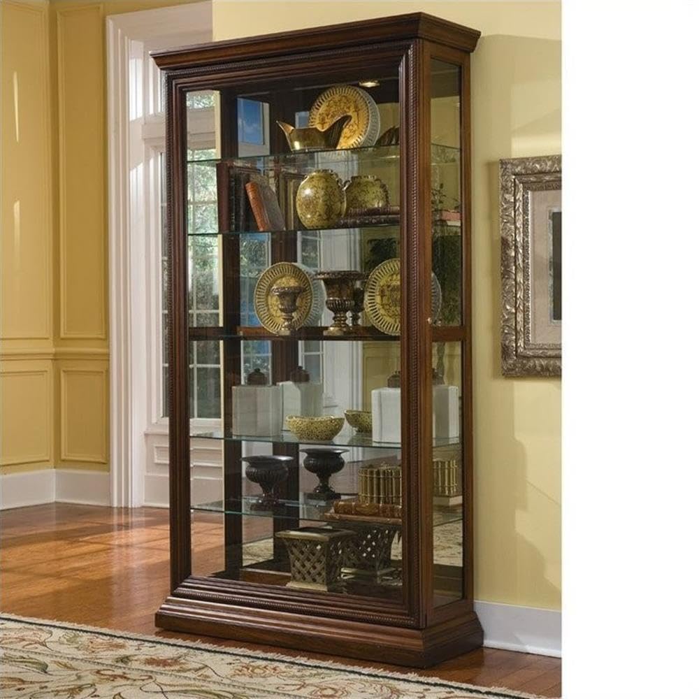 Pulaski Two Way Sliding Door Curio, 43 by 16 by 80-Inch, Brown - WoodArtSupply