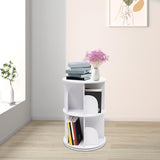 KONGKUNI 2-Tier Rotating Bookshelf Tower - Modern White 360-Degree Spinning Bookcase for Small Spaces KONGKUNI
