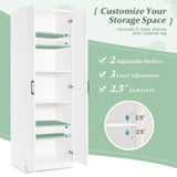 70" Tall White Modern Pantry Cabinet with Adjustable Shelves and Anti-Tip Safety Features LOKO