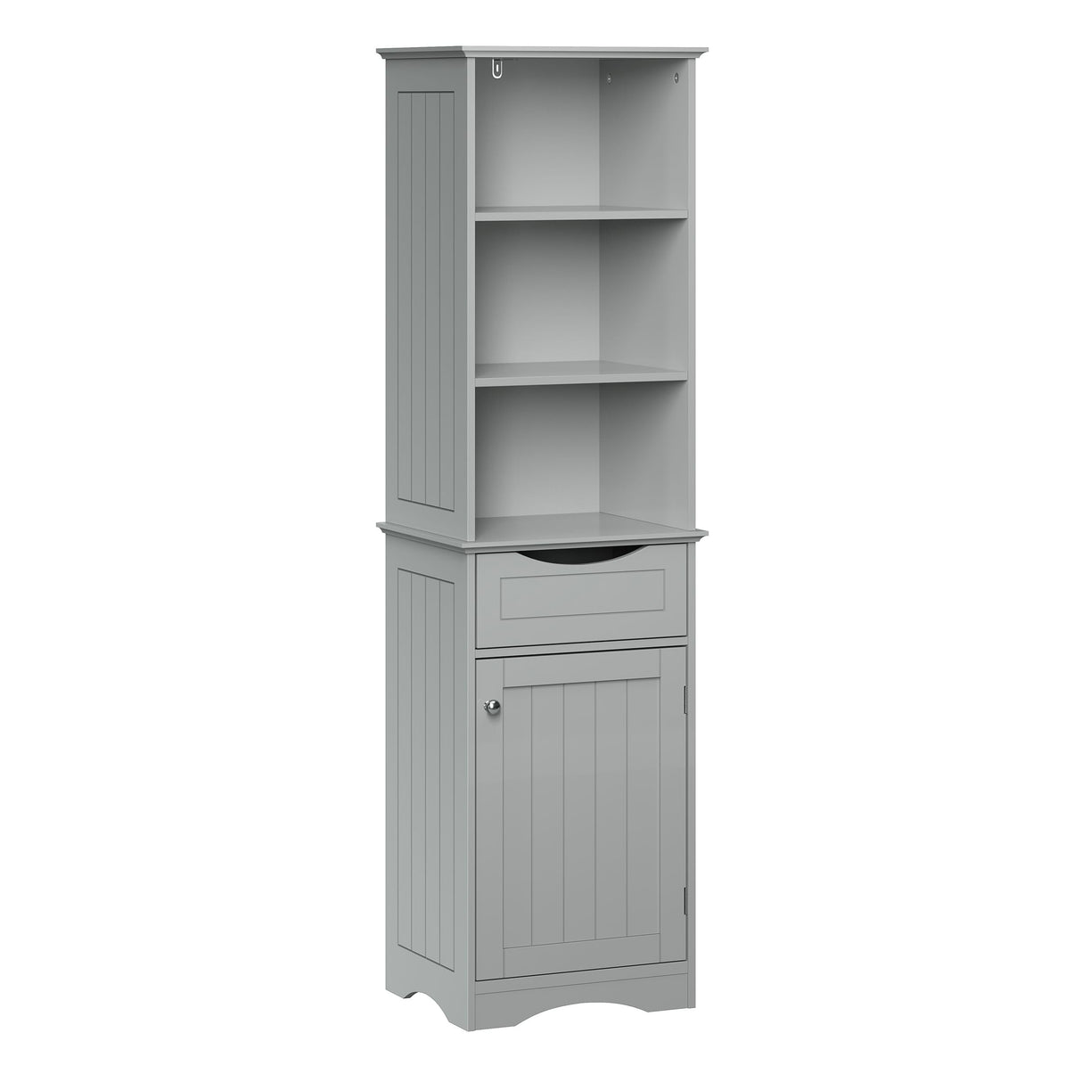 RiverRidge, Gray Ashland Bathroom Freestanding Storage Cabinet with Three Open Shelves and Drawer, Size RiverRidge