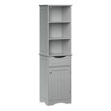 RiverRidge, Gray Ashland Bathroom Freestanding Storage Cabinet with Three Open Shelves and Drawer, Size RiverRidge