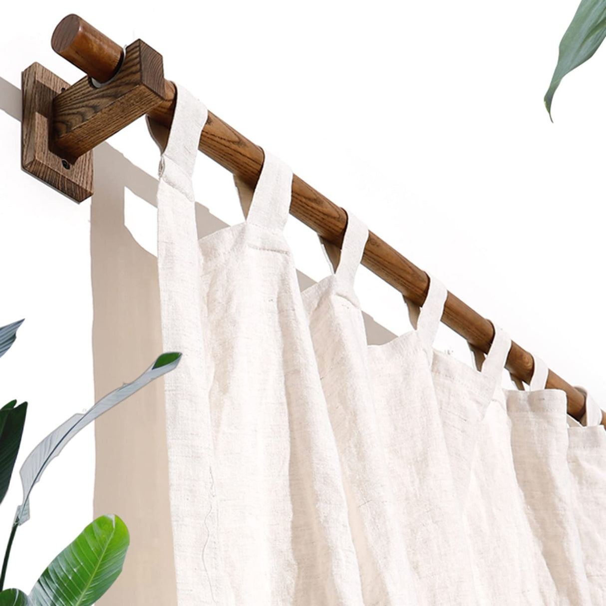 Serchou Wooden Single Rod/Double Rod Curtain Rod Side Mounted Solid Wood Roman Rod Walnut Color Simple Curtain Bracket Load-Bearing, 39.4 inches—55.1 inches (Color : Single Rod, Size : 39.4 inches) Serchou