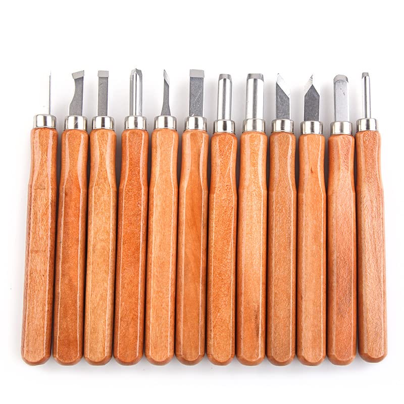 12pcs Wood Carving Tools Set, Professional Wood Gouge Tools, Full Size Wood Carving Knifes for DIY Sculpture Carpenter Beginner, Hobbyists, Professionals, Artistic, Gifts for Him, Father's Day