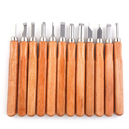 12pcs Wood Carving Tools Set, Professional Wood Gouge Tools, Full Size Wood Carving Knifes for DIY Sculpture Carpenter Beginner, Hobbyists, Professionals, Artistic, Gifts for Him, Father's Day