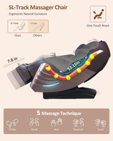 RELX 2026 Massage Chair Full Body, 20 Modes Zero Gravity SL-Track Shiatsu Massage Chair Built-in Heat System, Airbag Massage with Body Scan, Deep Yoga Stretch, Calfrest Extension and AI Control(Brown) RELX