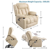 PARKOL Power Lift Recliner Chair for Elderly Breathable Leather Recliner Chair with Massage and Heat,2 Cup Holders,Electric Stand Assist,USB Ports,Gifts for Family (Beige) PARKOL