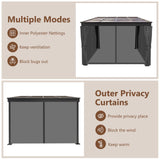 10'x10' Lean to Gazebo, Wall Mounted Gazebo with Aluminum Frame, Curtains and Netting for Patio,Decks, Garden and Lawn HOWSVN