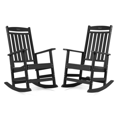 FUNBERRY Patio Rocking Chairs Set of 2,Poly Lumber Rocker,All Weather Rocking Chair Outdoor,High Back Porch Rocker,Cracker Barrel Rocking Chairs for Porch,360lbs FUNBERRY