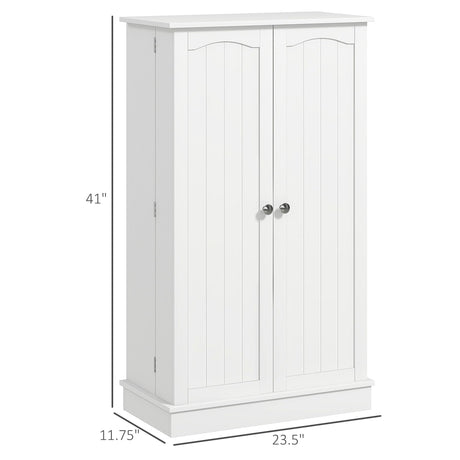 HOMCOM 41" Kitchen Pantry Storage Cabinet, Freestanding Kitchen Cabinet with 12 Door Shelves, Double Doors, 5-Tier Shelving and Adjustable Shelves, Paper White HOMCOM